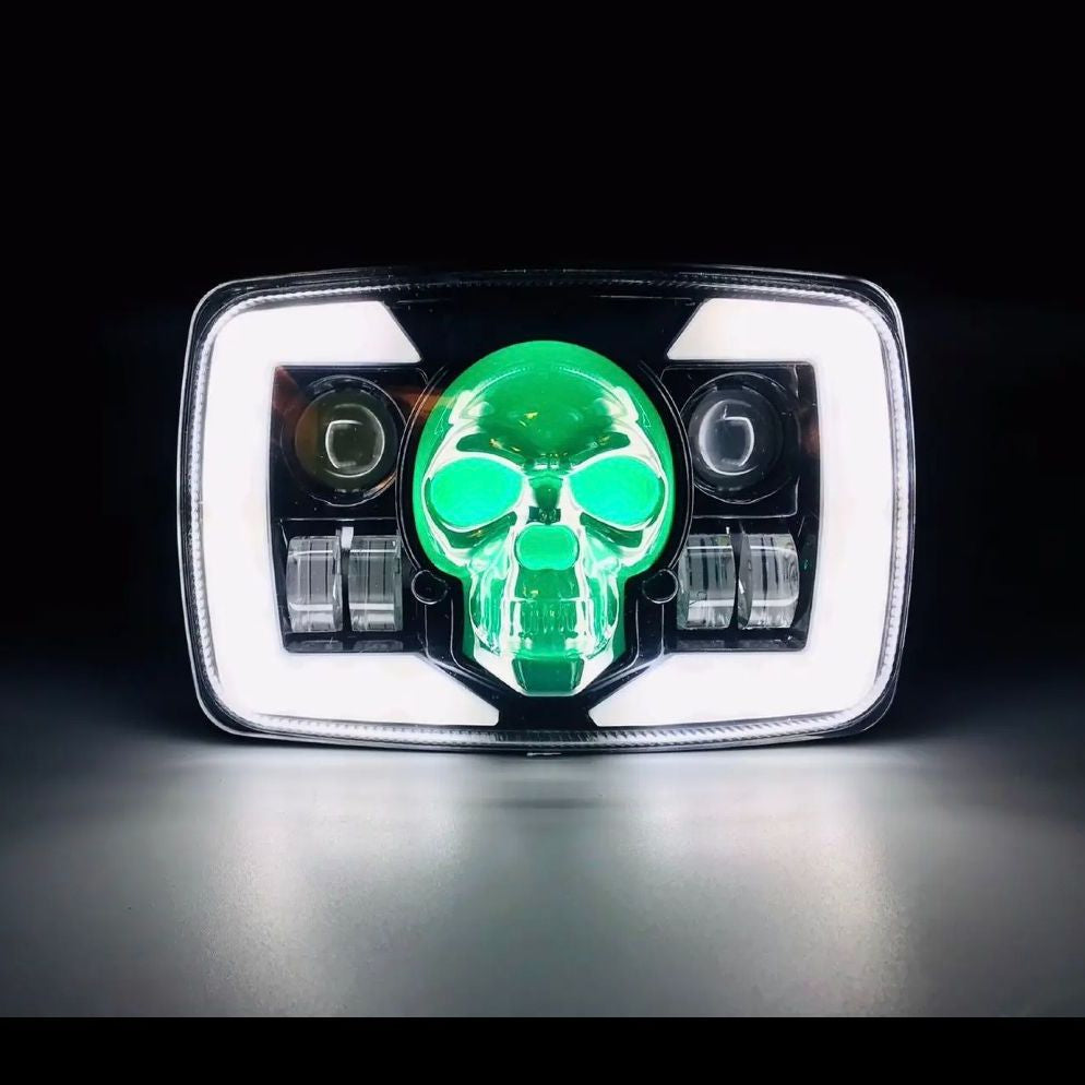 6-in-1 Multi-Color Skull LED Headlight for Honda CG125 & CD70