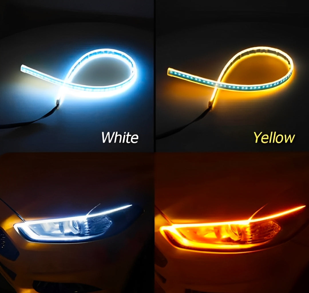 Trending Hub Universal Bike Strip Light-Dual Color Turn Signal (Yellow & White)