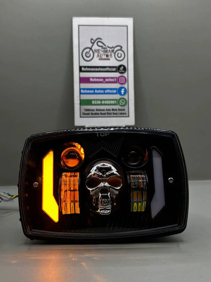 Skull Edition Multi-Functional LED Headlight for Bikes Cd-70 & CG-125