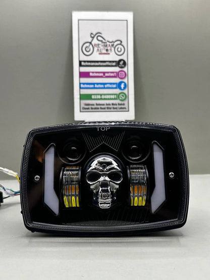 Skull Edition Multi-Functional LED Headlight for Bikes Cd-70 & CG-125