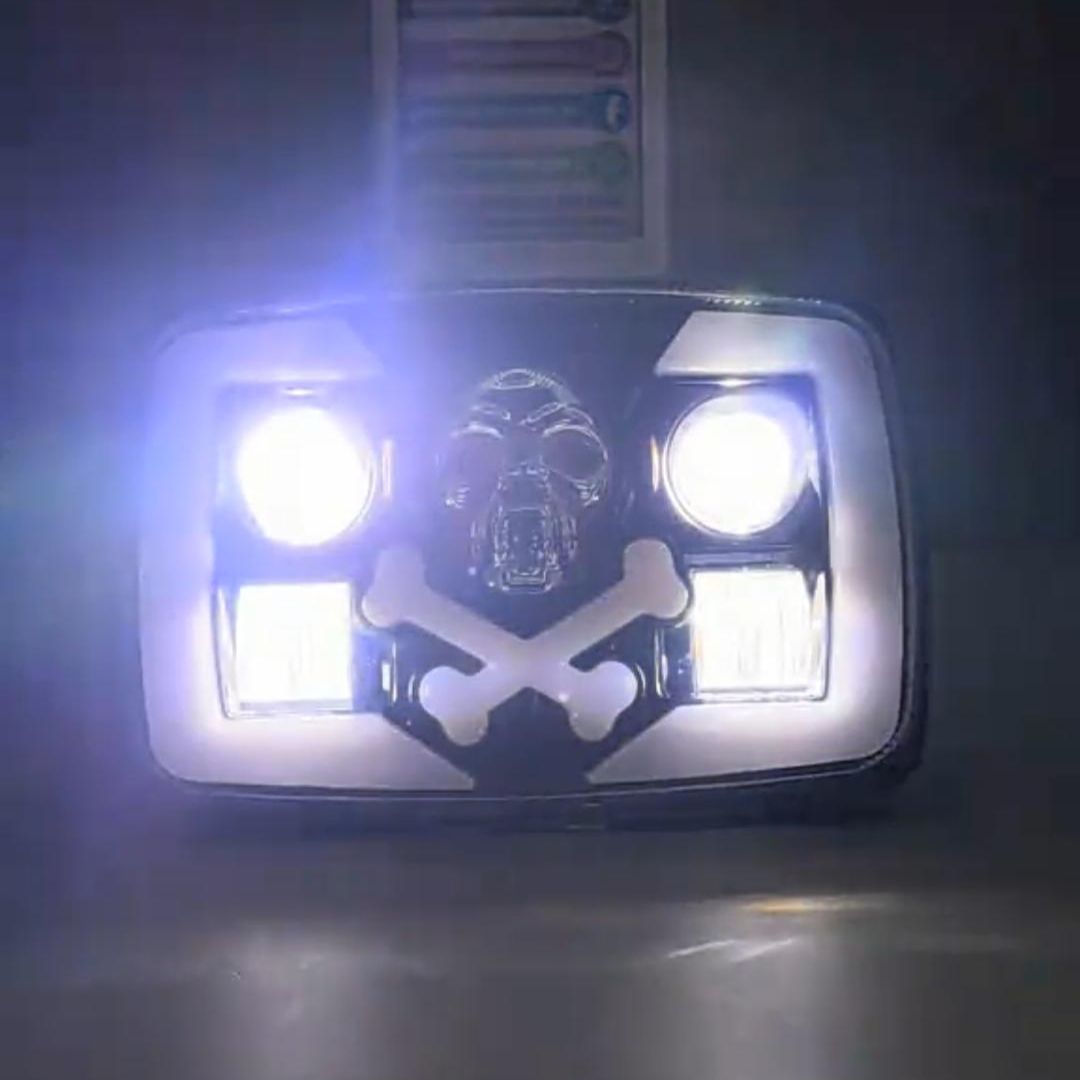 6-Color Skull & Crossbones LED Headlight for Honda CG125 & CD70