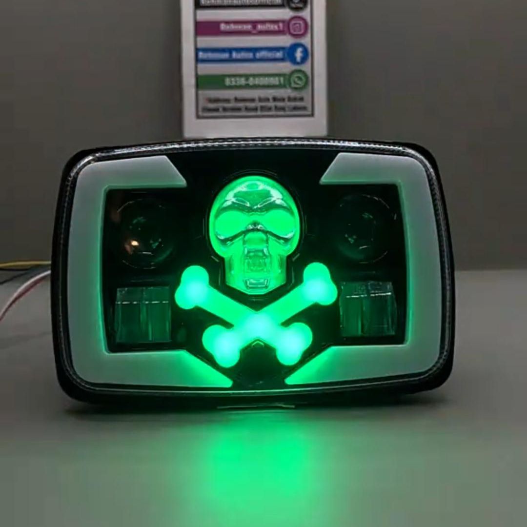 6-Color Skull & Crossbones LED Headlight for Honda CG125 & CD70